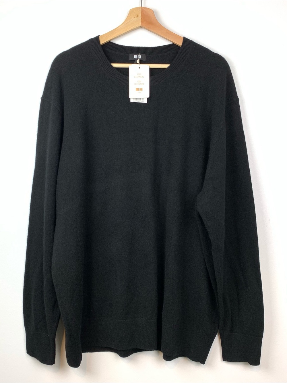NWT 100% Cashmere Sweater Uniqlo Men’s Black Sz XXL Crew Neck Quiet Luxury NEW